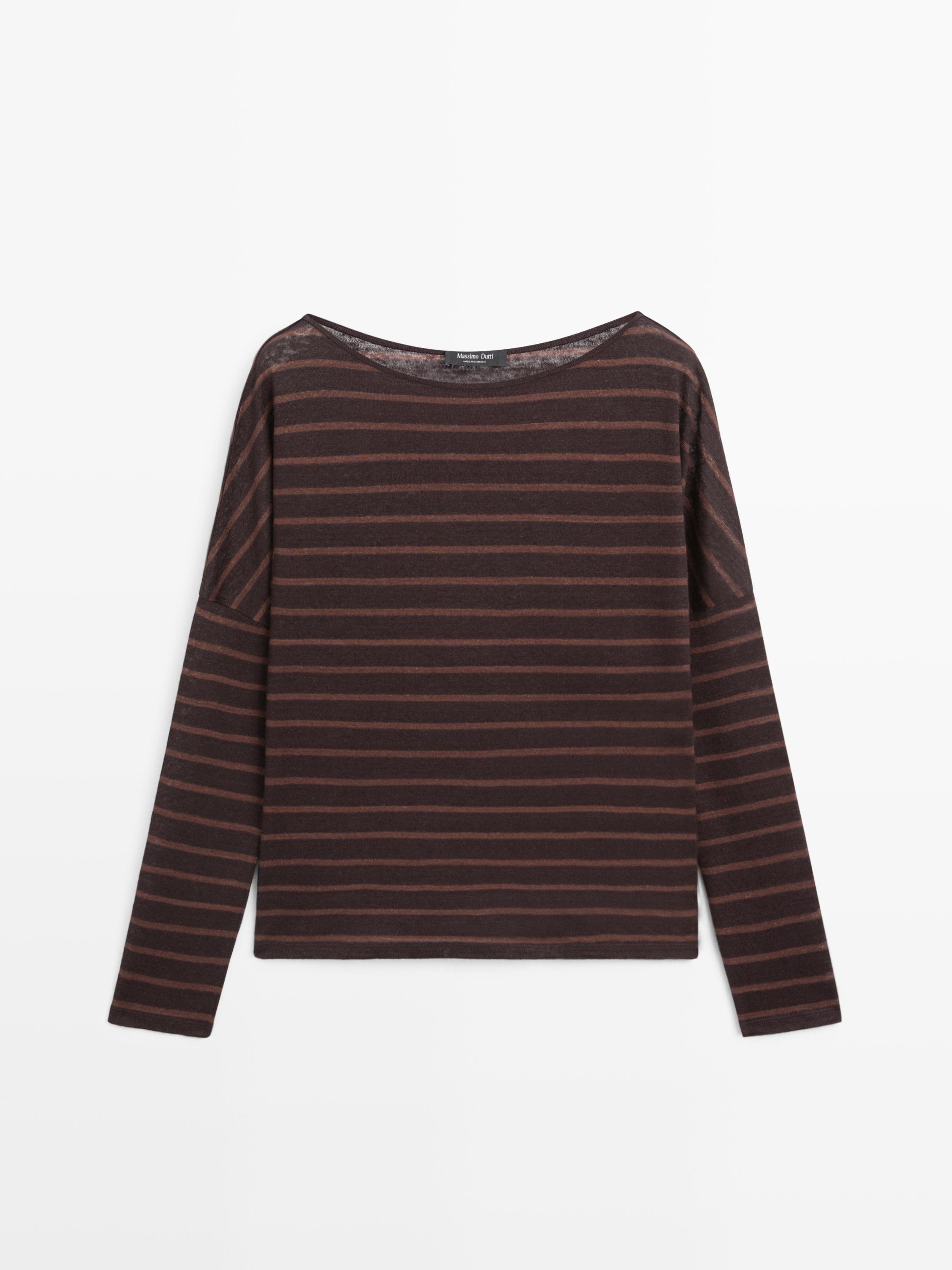 T-shirt en maille rayée lin
